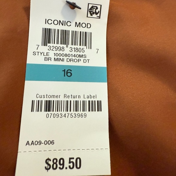 Alfani Rust Polka Dot Long Sleeve Dress - Picture 4 of 12